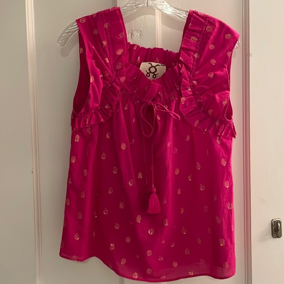 Figue Gianna hot pink and gold blouse with tassel tie - Picture 1 of 4